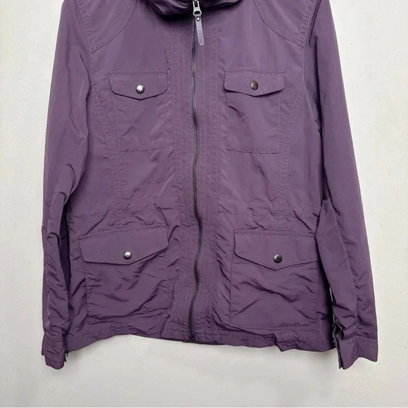 Eddie Bauer Womens Medium Hidden  Hood Travex Windbreaker Purple Jacket - Picture 5 of 16